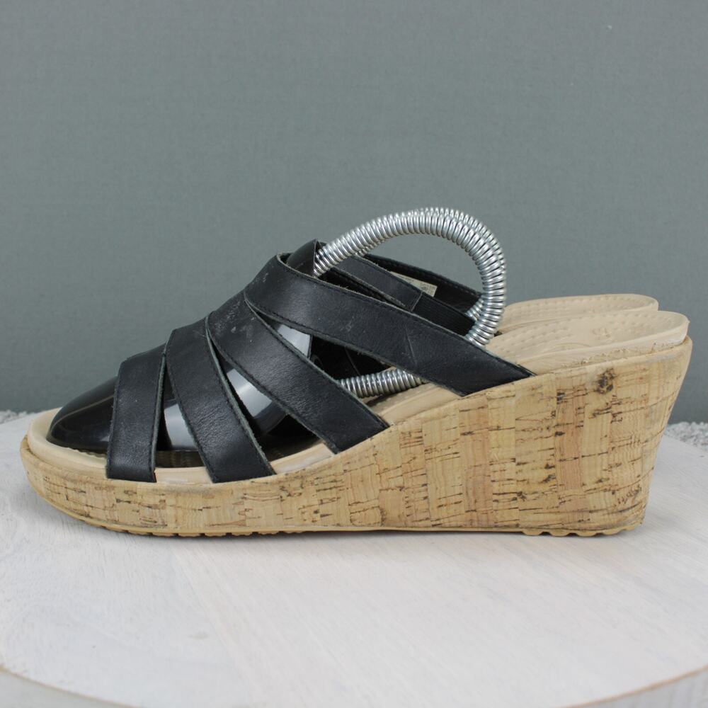 Crocs Wedge Sandals Womens 11 Black Comfort Casual - Picture 5 of 9
